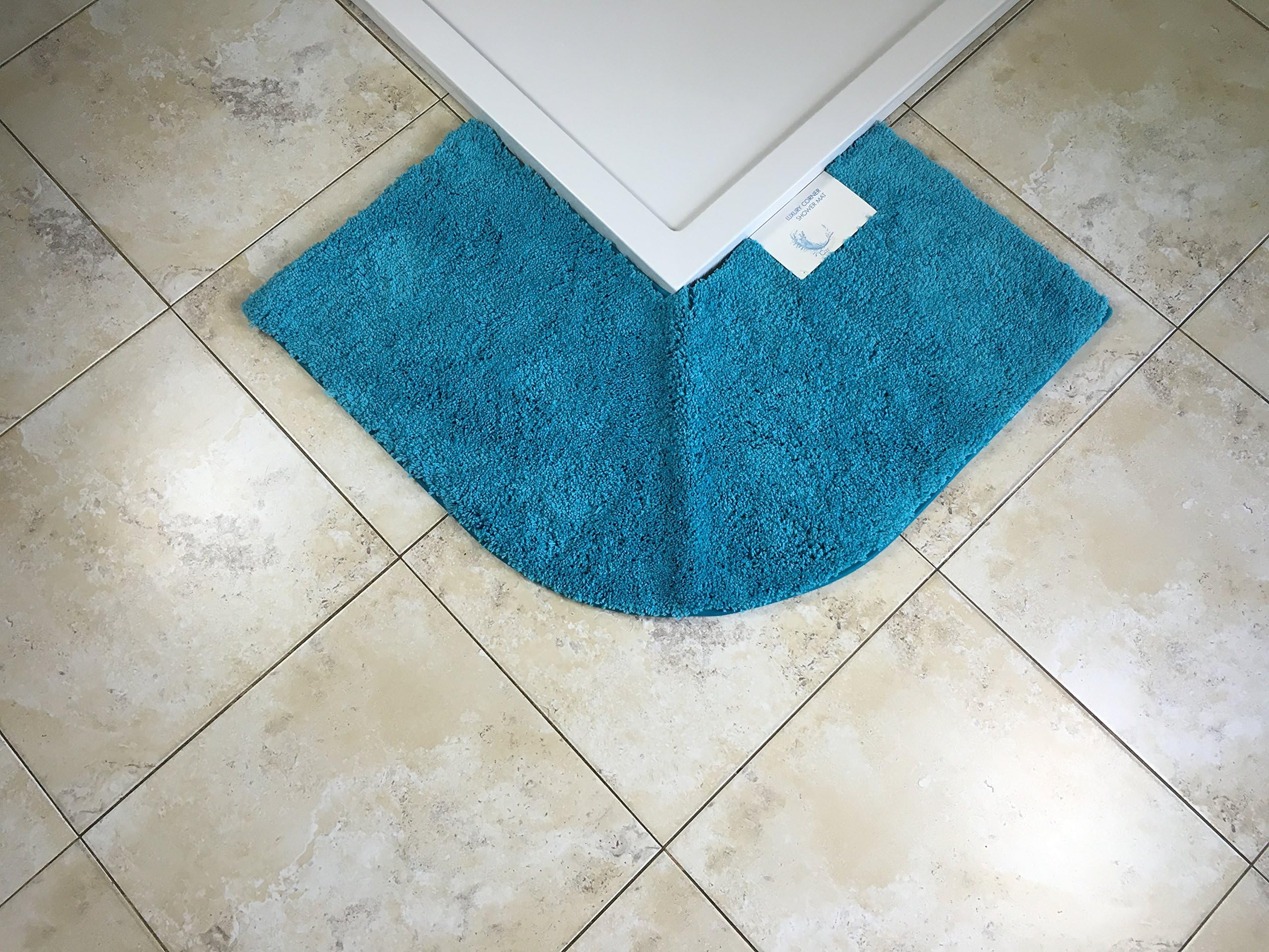 Cazsplash Luxury Microfibre Non Slip Quadrant Corner Shower Mat (Teal)