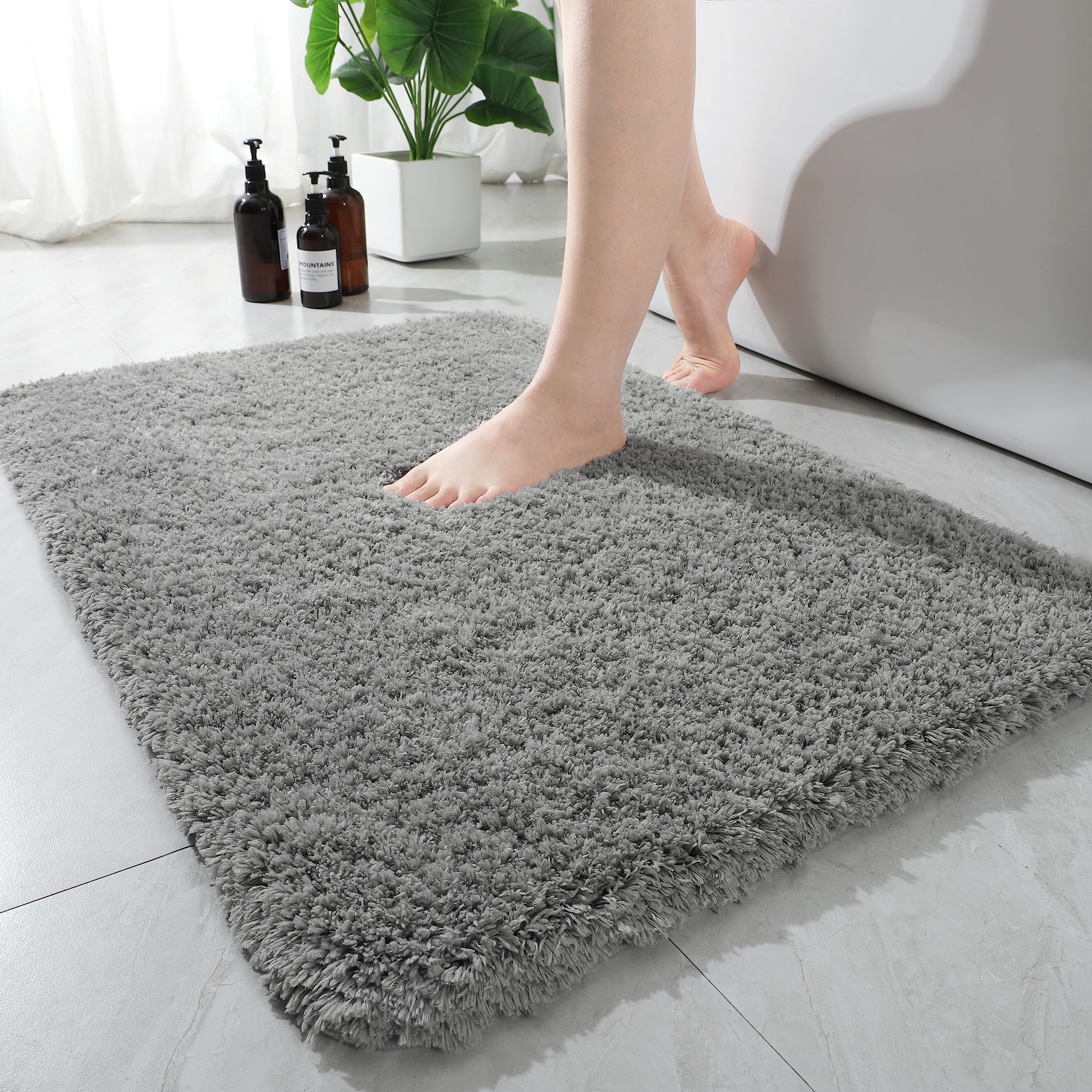 AROGAN Luxury Non Slip Bathroom Rug, Thick Soft and Absorbent Microfiber Bath Mat, Rubber Backing Quick Dry Rugs Carpets, Machine Washable Plush Mats