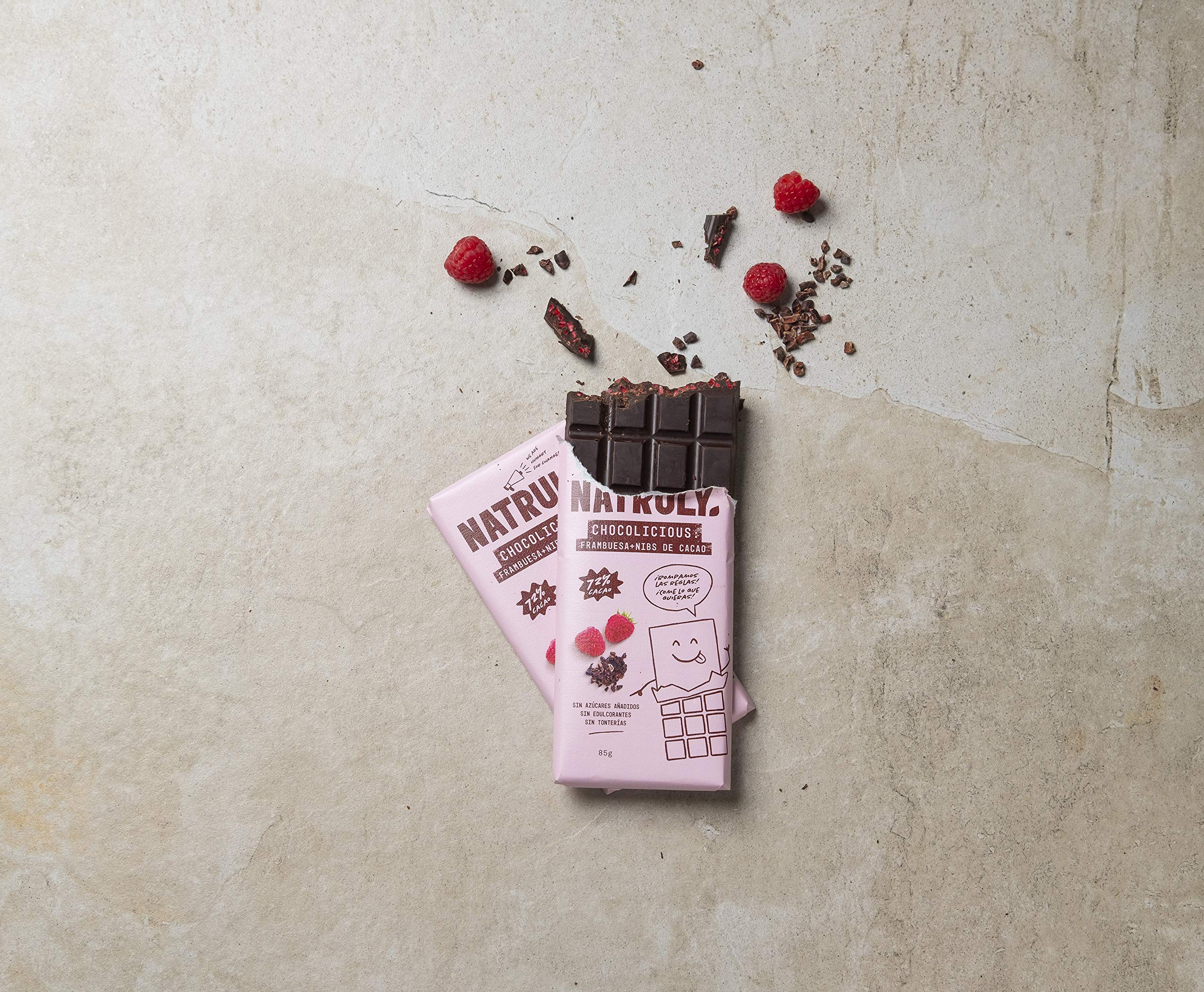 Natruly Chocolicious 72% Cacao 85 Gr (Frambuesa, 85 g (paquete de 12))