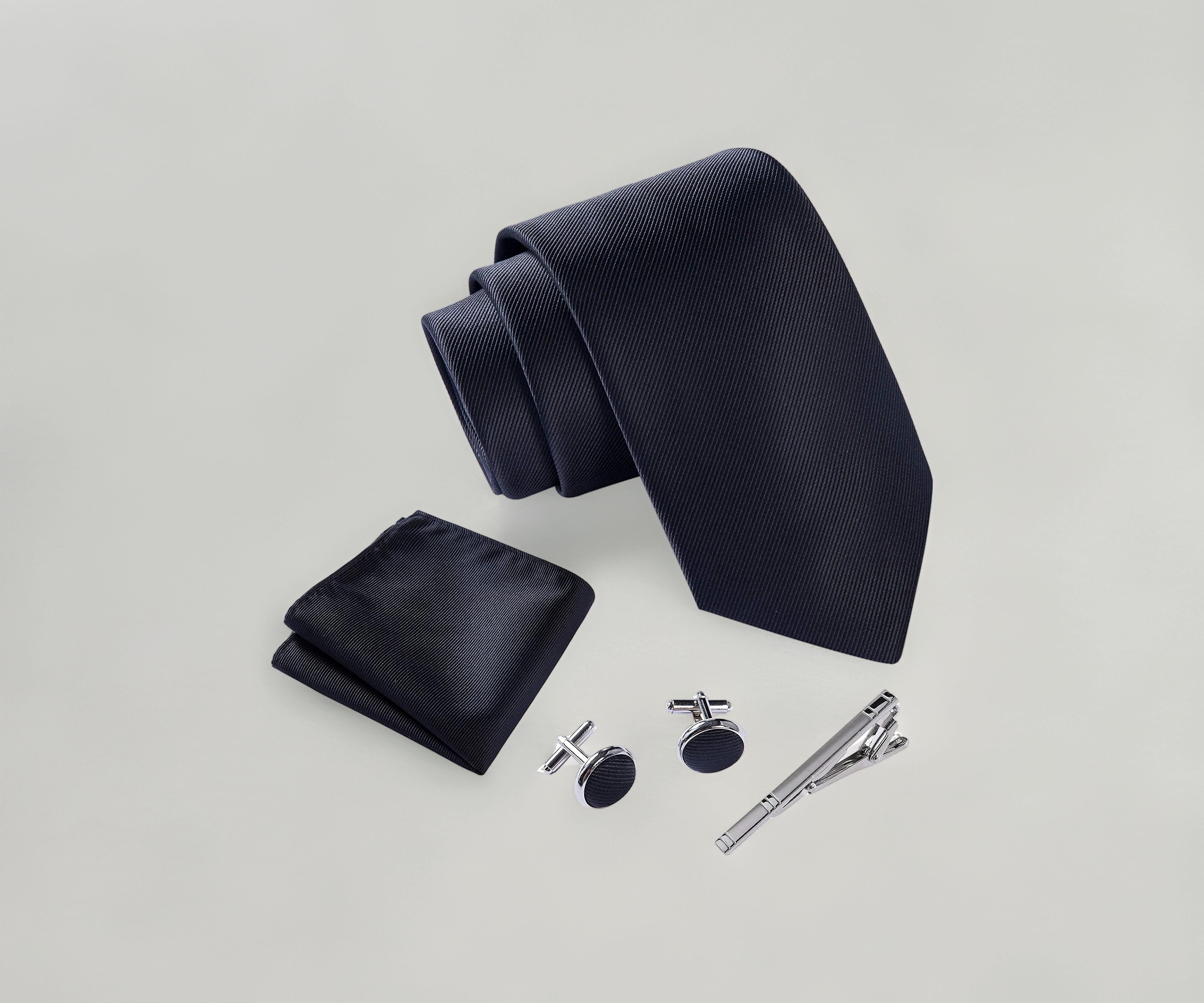 Massi Morino - Men tie set (incl. handkerchief + cufflinks + tie pin) Italian style ties for men