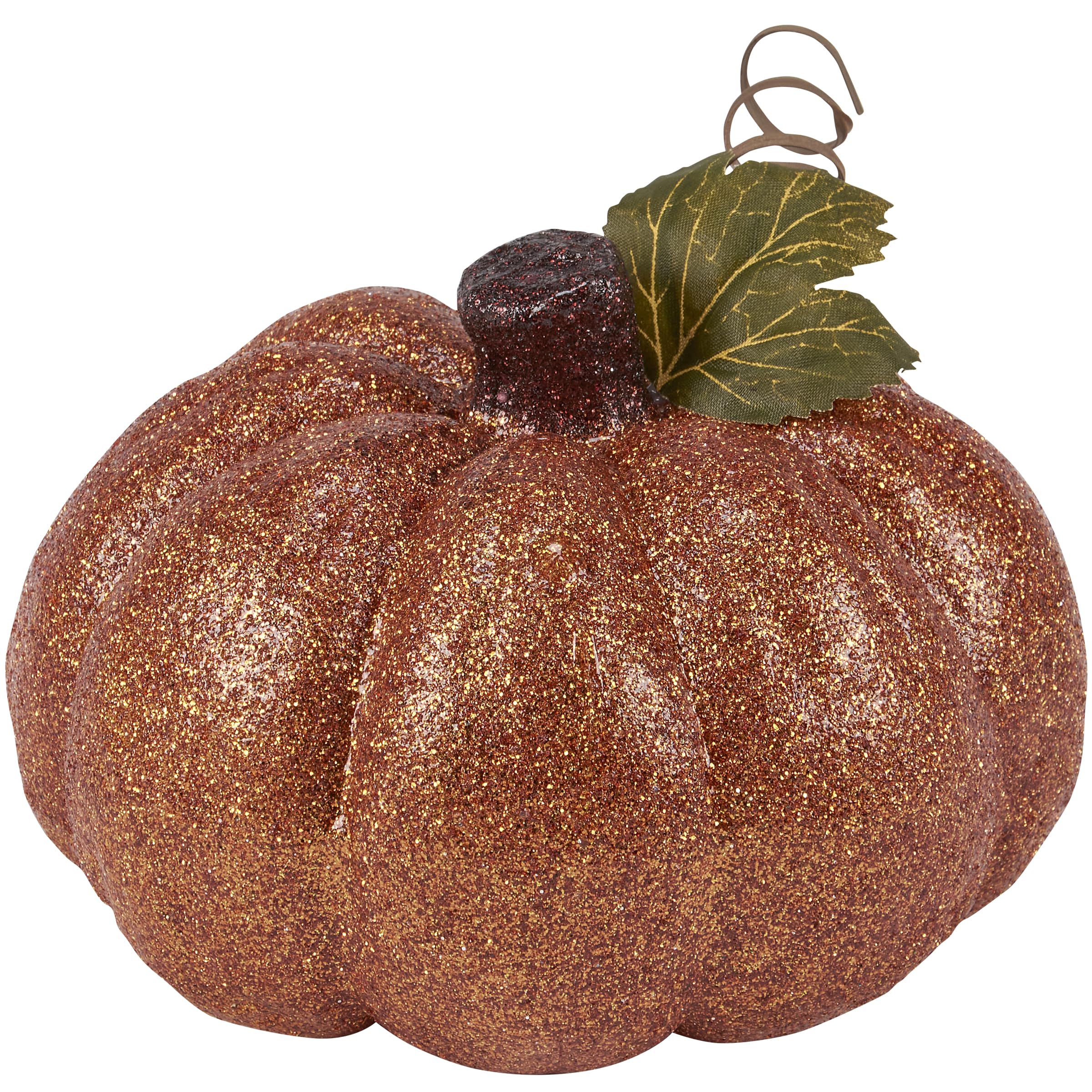 Calabaza de purpurina naranja oscuro adorno otoñal de mesa y decoración de casa 1