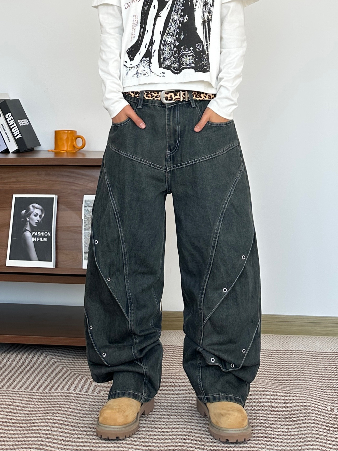 Amazon.com: DFGIGT Mens Baggy Jeans Patchwork Y2k Hip Hop Wide Leg