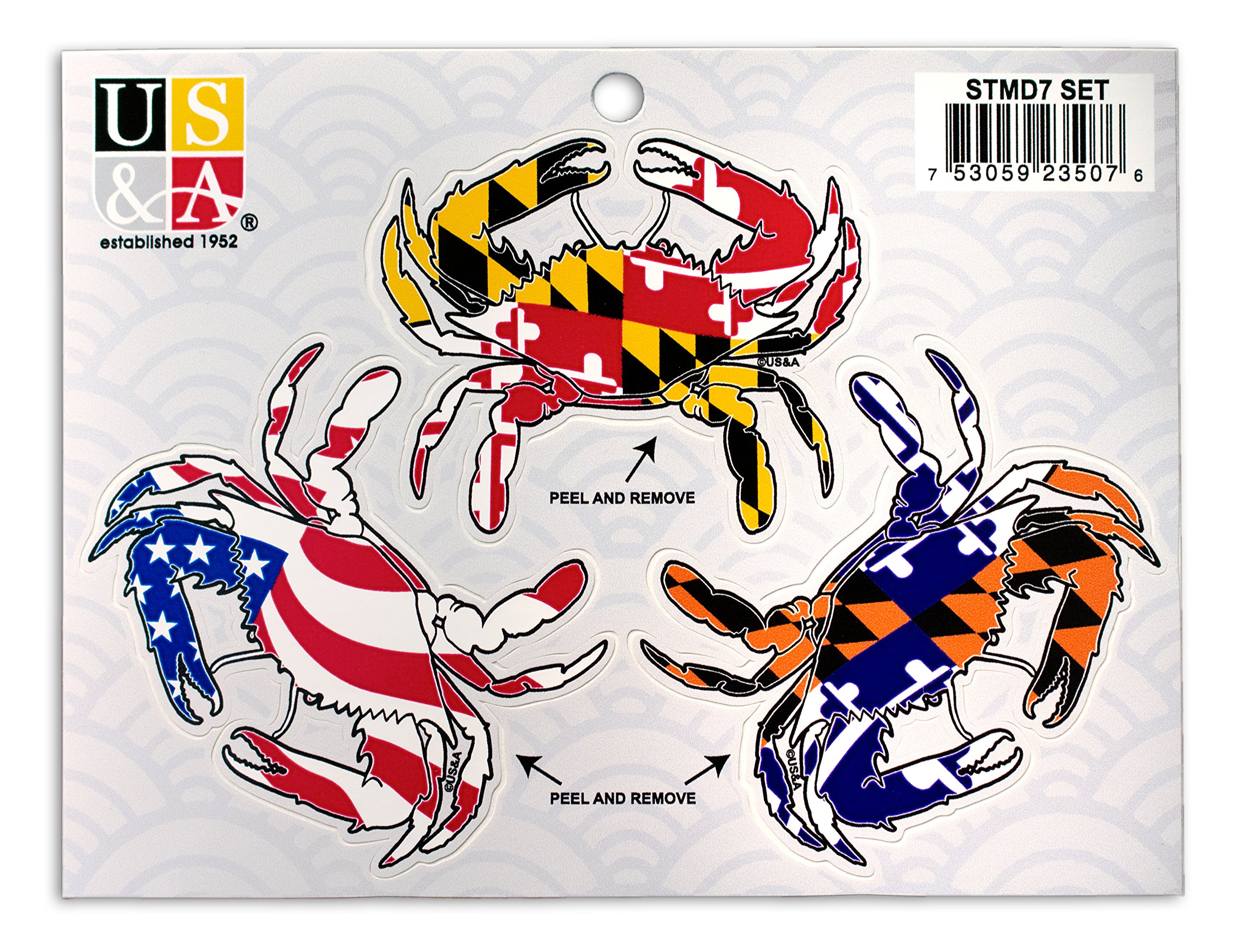a Amazon.com: Crab Sticker 3 Piece Set - Maryland Flag, American