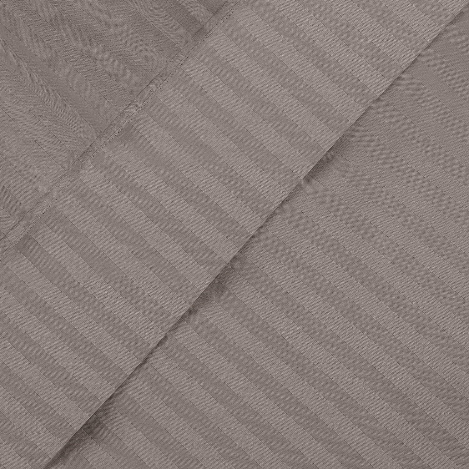 Superior Egyptian Cotton 600 Thread Count Stripe, Deep Pocket Sheet Set, Queen, Grey, 4-Piece Set