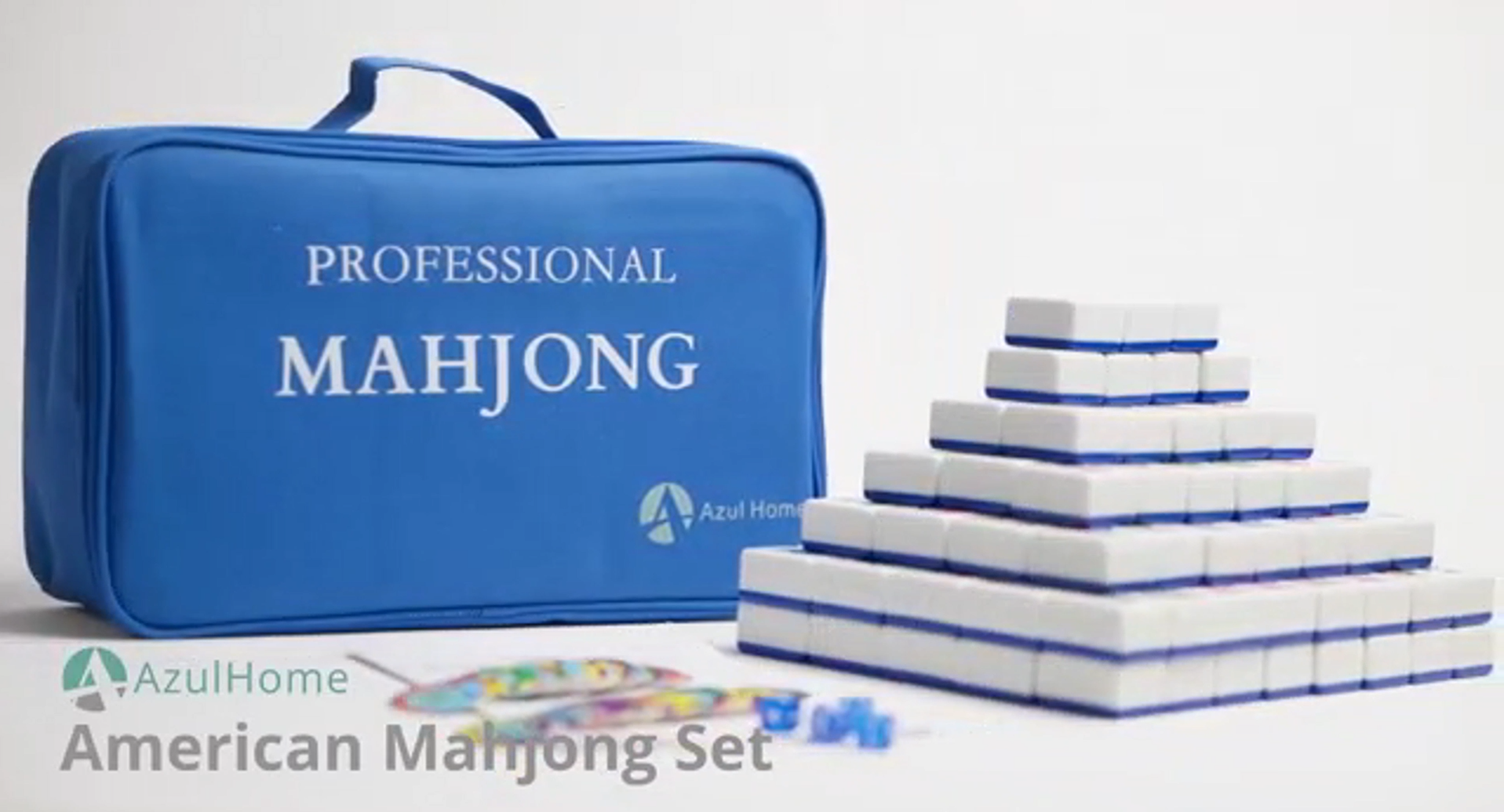 American Mahjong - Juego De Azulejos De Mahjong, 166 Azulejos Blancos De Primera Calidad, 4 Bastidores De Colores Todo En Uno, Juego Completo De Azulejos Mahjong Bolsa De Transporte Roja, Bolsa