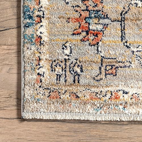 Miniatura 4 de nuLOOM Marley - Alfombra tradicional con flecos de medallón, 5 pies, color beige