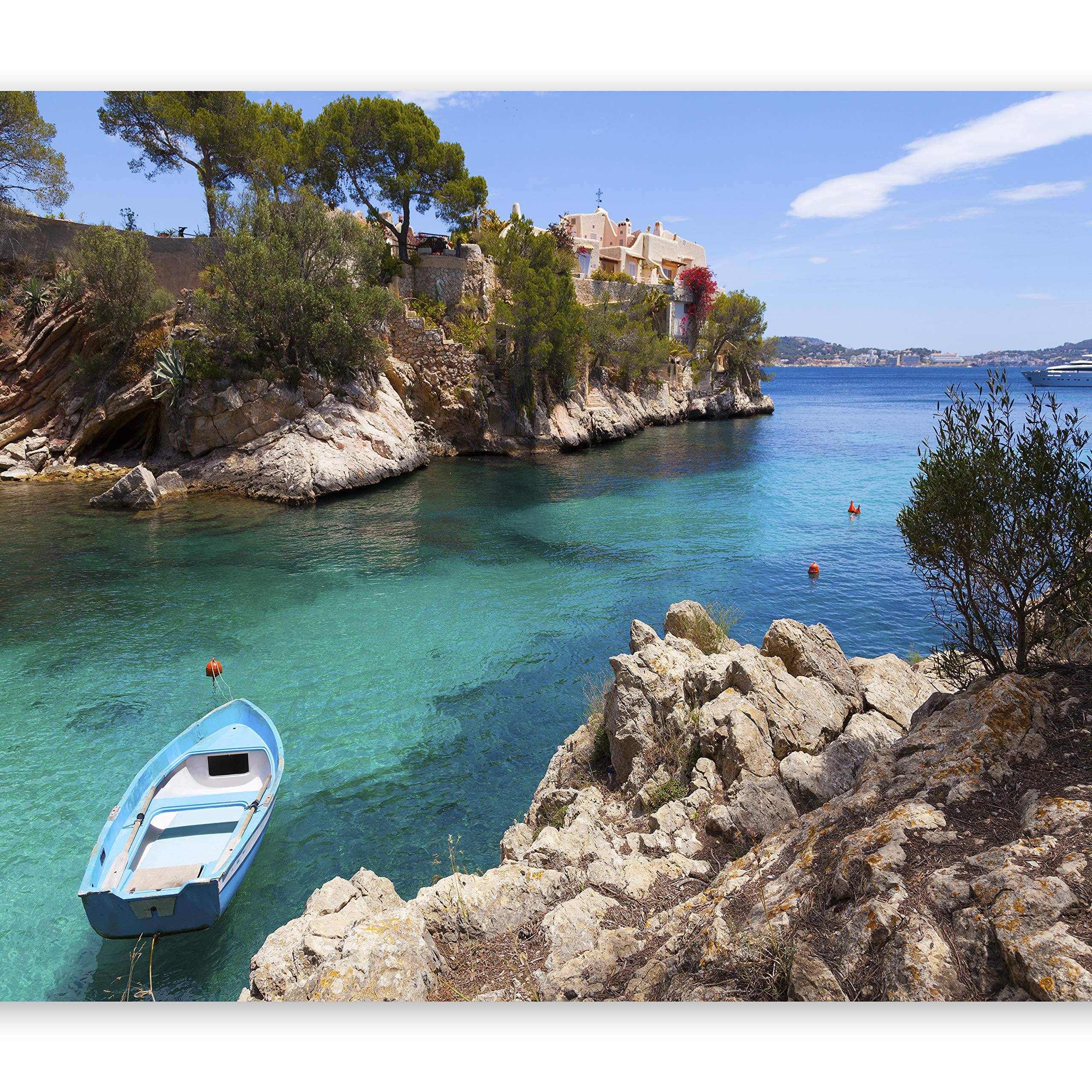 Wallpaper - Wall Mural Paradise 350x256 cm / 137.8" x 96.5" - Non-Woven Premium Art Print Fleece Wall Mural Decoration Poster Picture Design Modern - Nature Ocean Sea Boat Summer Italy c-B-0038-a-a โ image 1