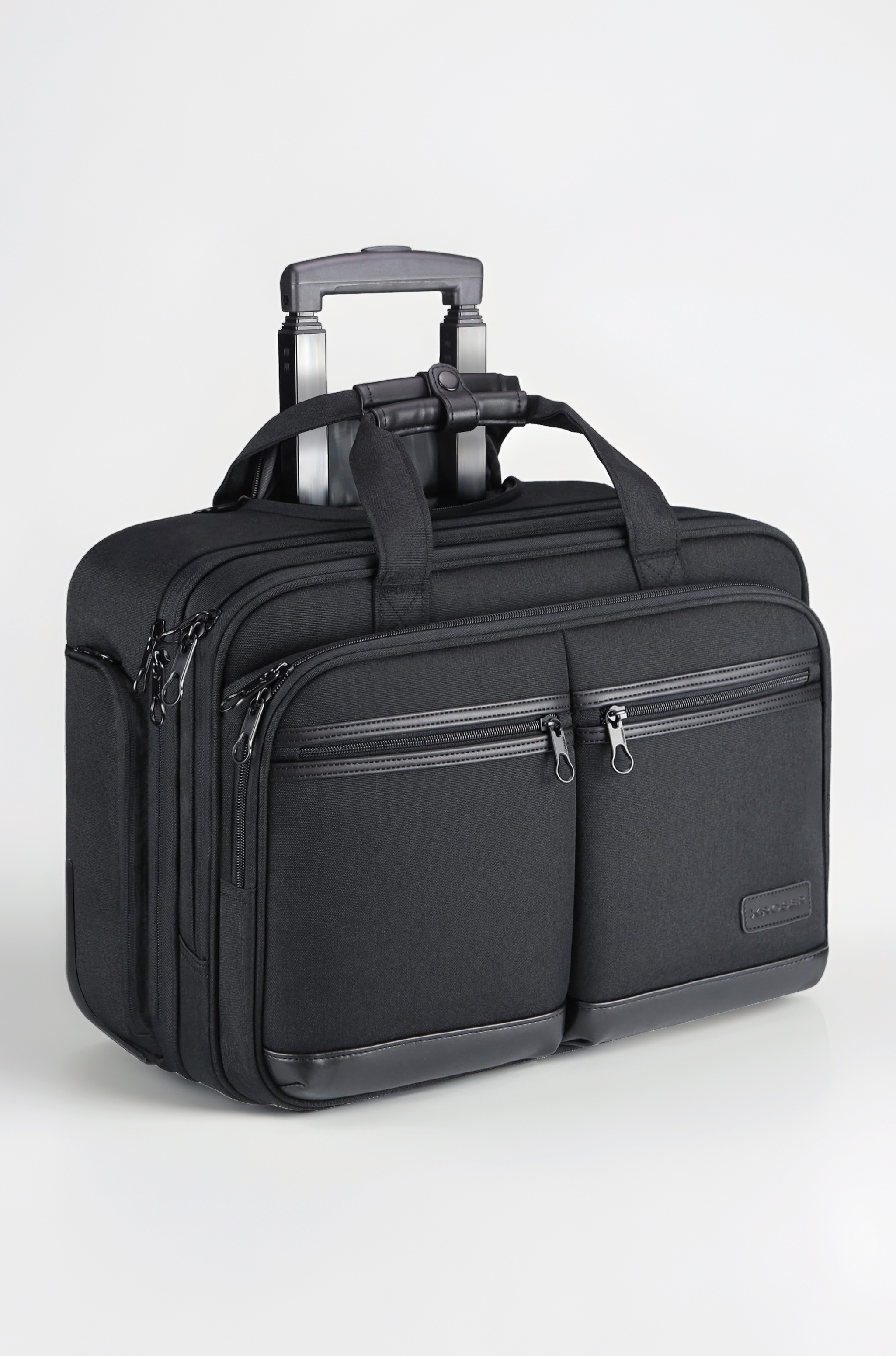KROSER Rolling Laptop Bag Premium Rolling Briefcase Fits Up to 17.3 Inch Laptop Water-Repellent Overnight Rolling Computer Bag with RFID Pockets for Travel/Business/School/Men/Women-Black