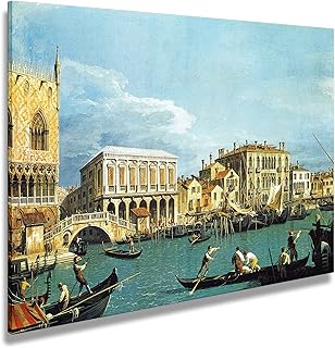 digitalpix Quadro Canaletto Il Molo e la Riva degli Schiavoni dal Bacino di San Marco - Stampa su Tela Canvas Intelaiata - 100 x 73 cm