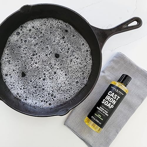 Vista 5 de CARON & DOUCET - Juego de limpieza y acondicionamiento de hierro fundido: aceite de condimento y jabón de limpieza 100% a base de plantas Lo