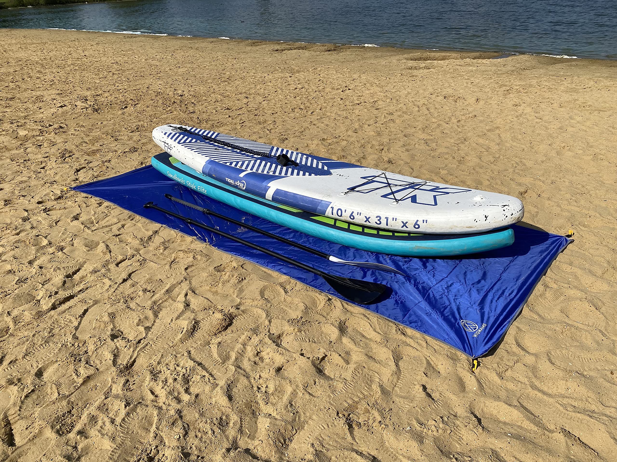 SUP Tappetino da atterraggio per tavole da paddle 360 x 145 cm blu oceano nylon 210T