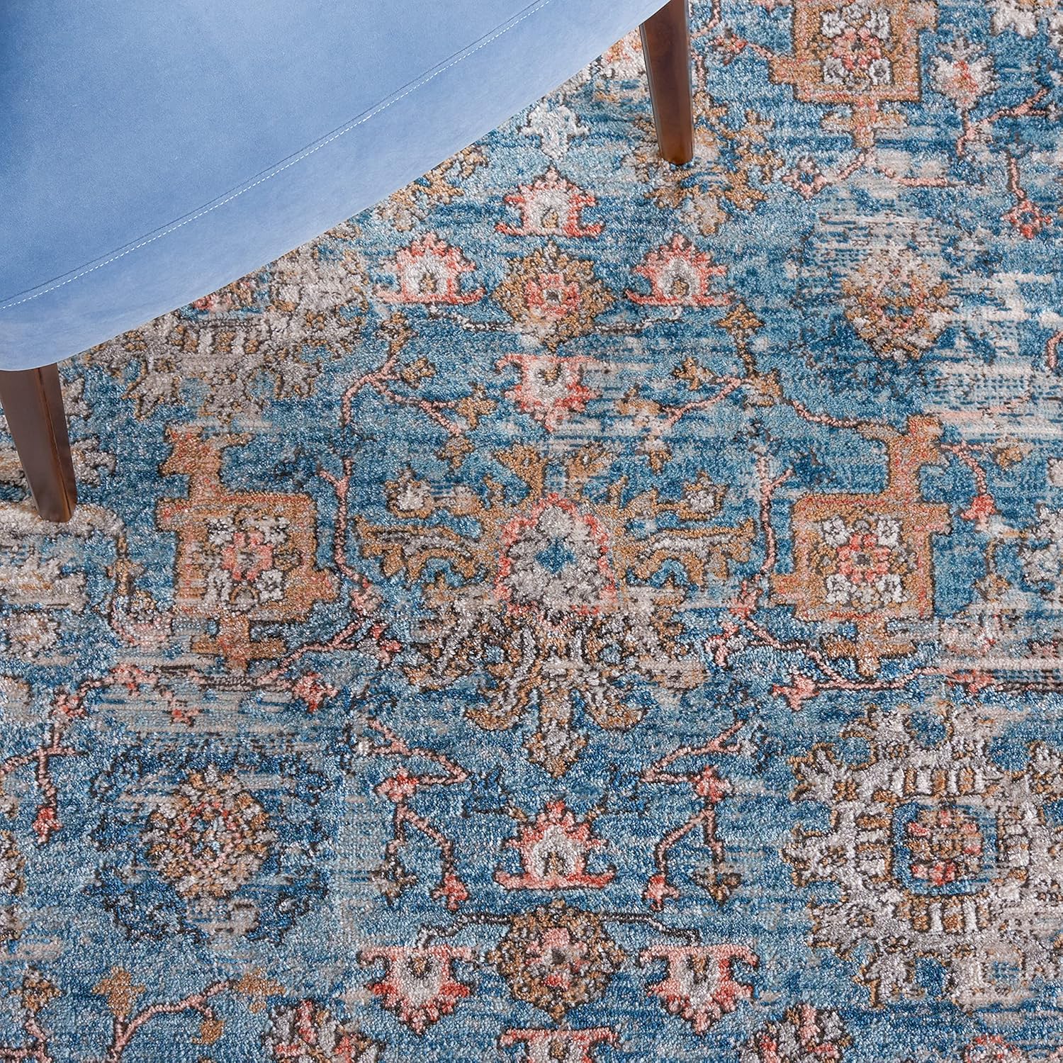 SAFAVIEH Shivan Collection 9' x 12' Blue / Red SHV797M Oriental Distressed Non-Shedding Living Room Bedroom Dining Home Office Area Rug