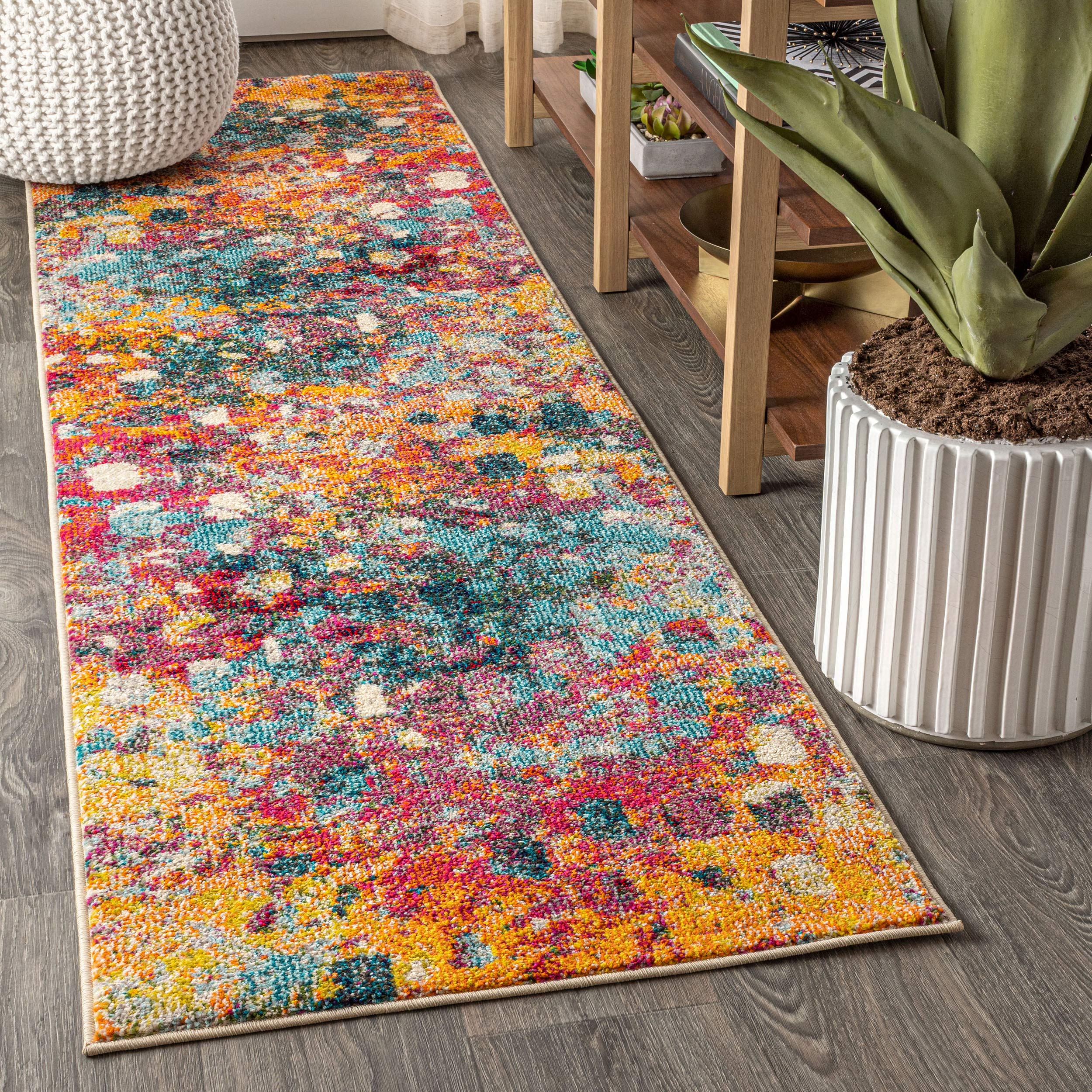JONATHAN Y CTP108A-28 Contemporary POP Modern Abstract Indoor Area -Rug Bohemian Easy -Cleaning High Traffic Bedroom Kitchen Living Room Non Shedding, 2 ft x 8 ft, Multi/Yellow