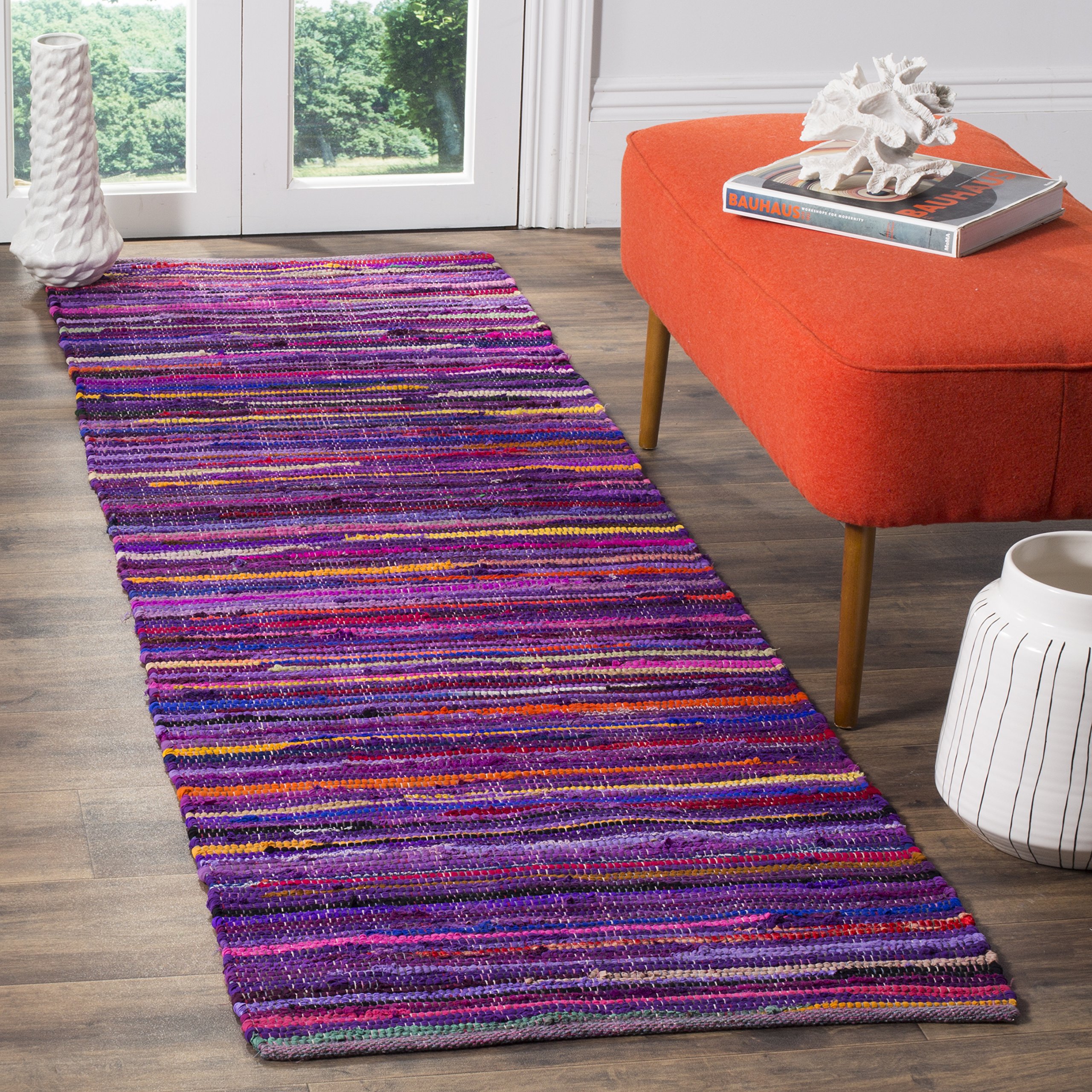 SAFAVIEH Rag Rug Läuferteppich – Handgefertigte Baumwoll-Boho-Streifen In Schwarz & Mehrfarbig, 70 X 22 Cm – Perfekt Für Wohnzimmer, Schlafzimmer & Stark Frequentierte Bereiche