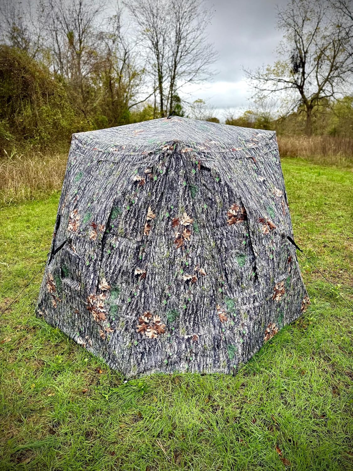 Treow Bole Blind: Premium Large Ground Blind for 5-7 Adults, 360° See Through, Quiet Sliding Windows, Standing Shoot, Waterproof Treow Camo