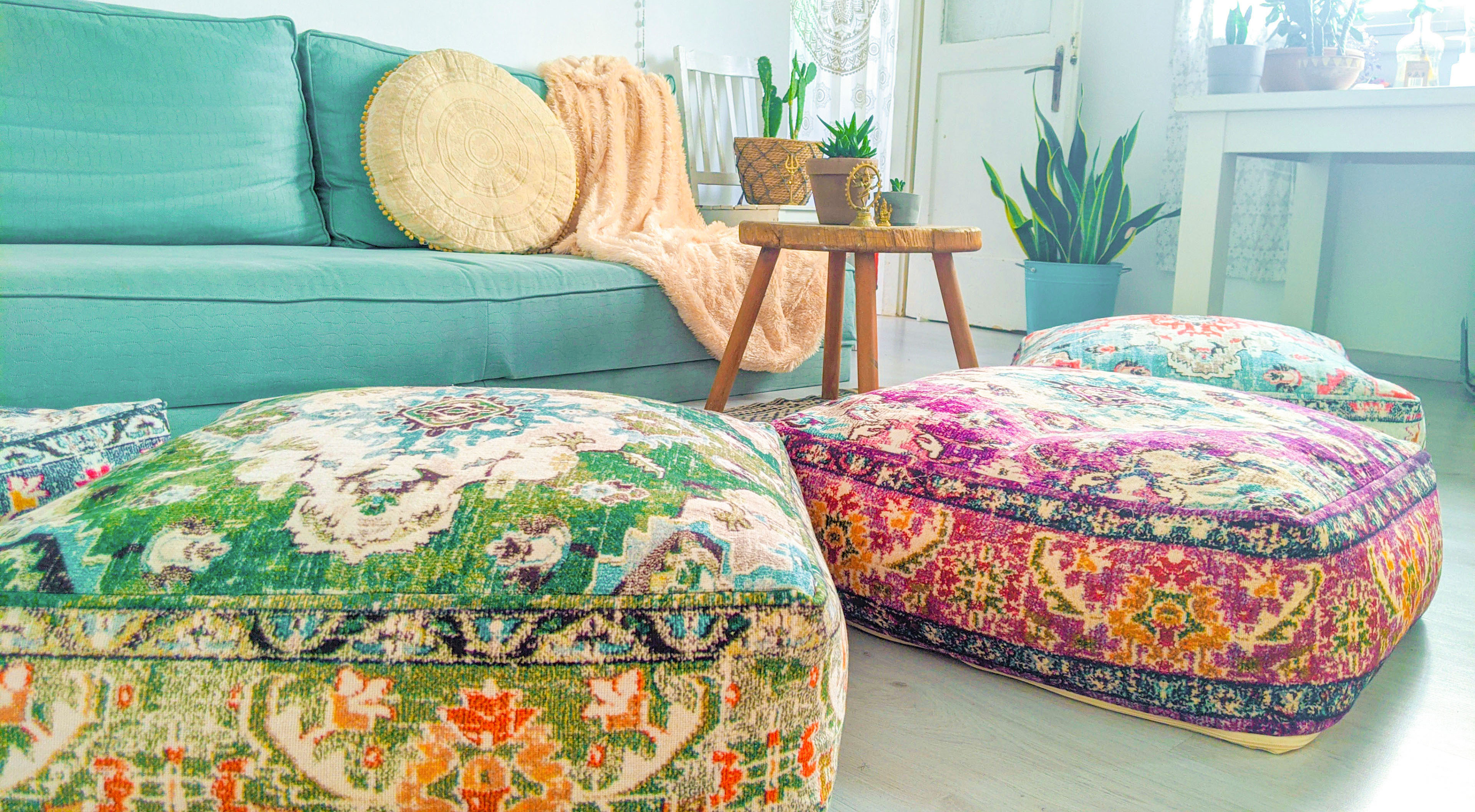 Amazon.com: Moroccan Floor Pillow Cover Blue Round Floor Cushion