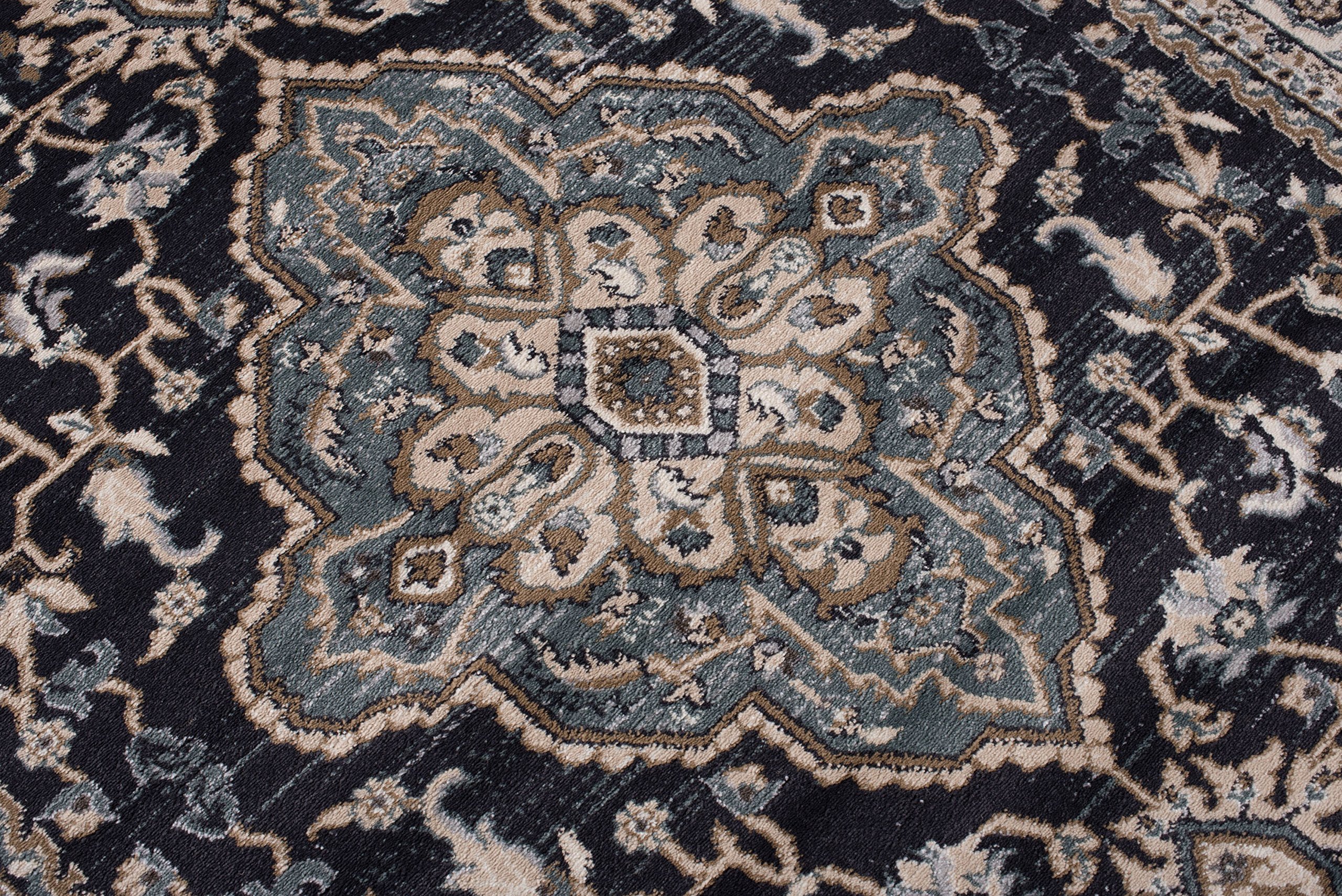 Carpeto Grand Tapis Couloir 180x250cm Noir Anthracite Classique Doux