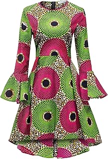 SHENBOLEN Women African Print Dresses Autumn and Winter Long Sleeves Ankara Dress