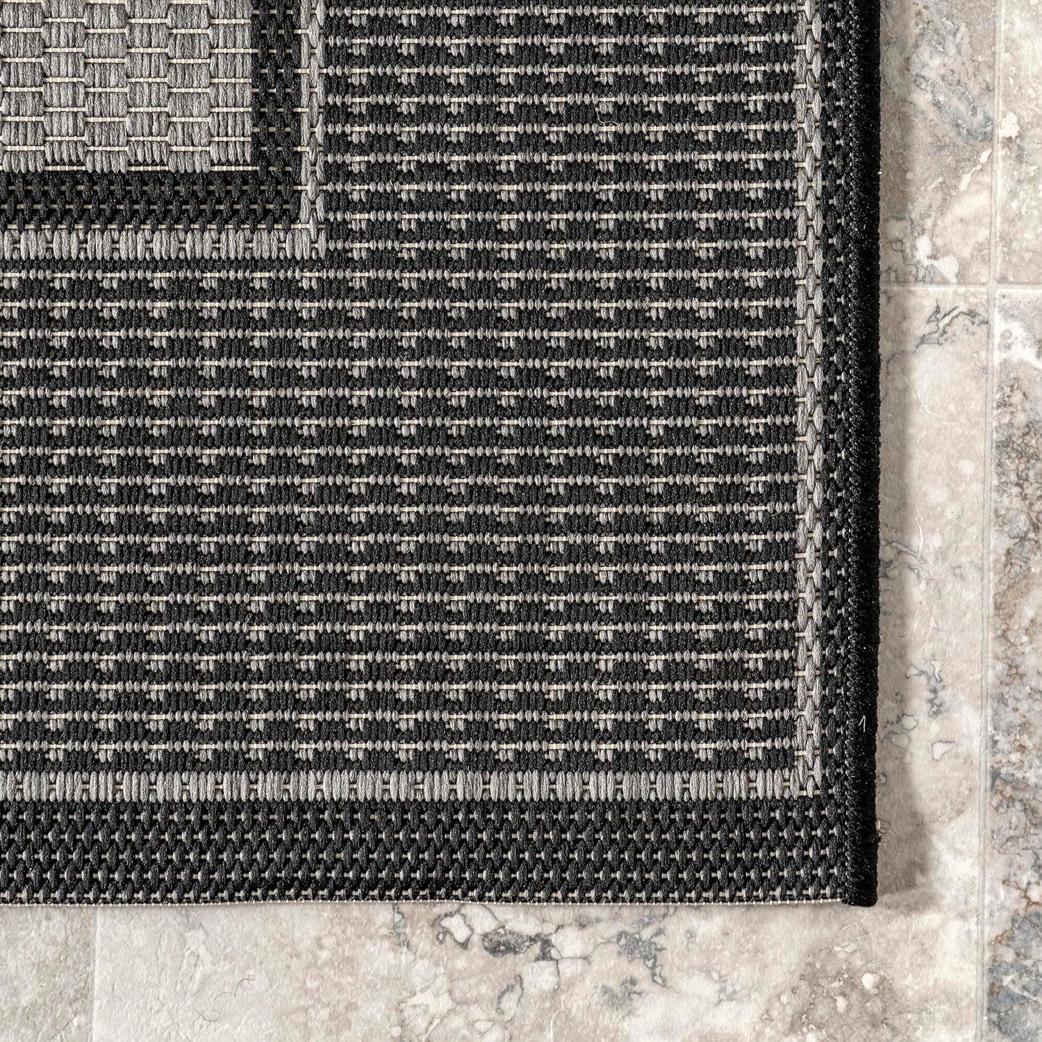 Nuloom Outdoor Performance Gris Grey/Black, 6'3" x 9'2", Solid, Soft and Cozy, High Traffic, Stain Resistant, Easy Clean, Durable Area Rug for Indoor/Outdoor Patio, Deck, Porch, Garden, Courtyard
