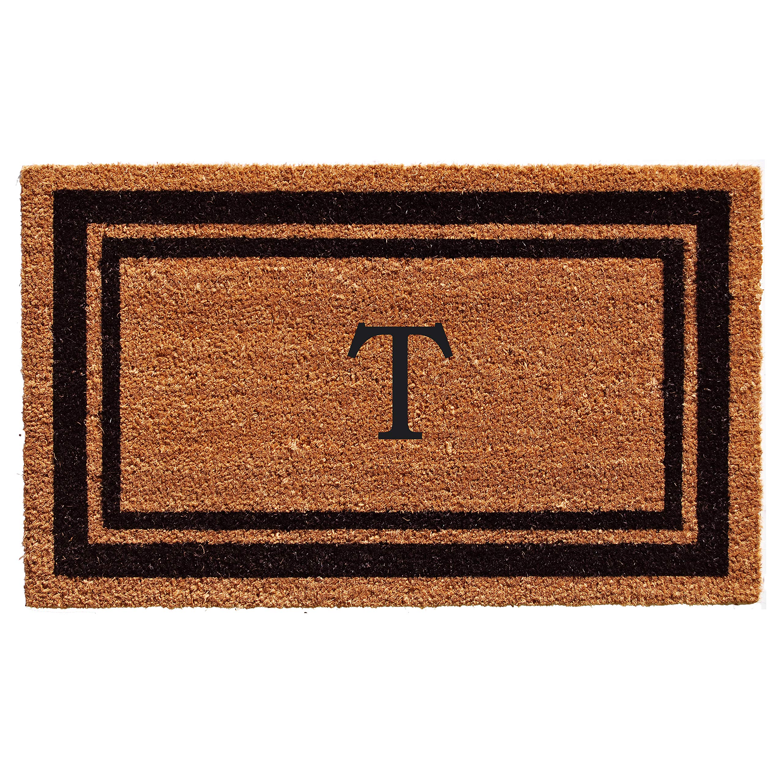 Calloway Mills 152962436T Black Border 24" x 36" Monogram Doormat, (Letter T)
