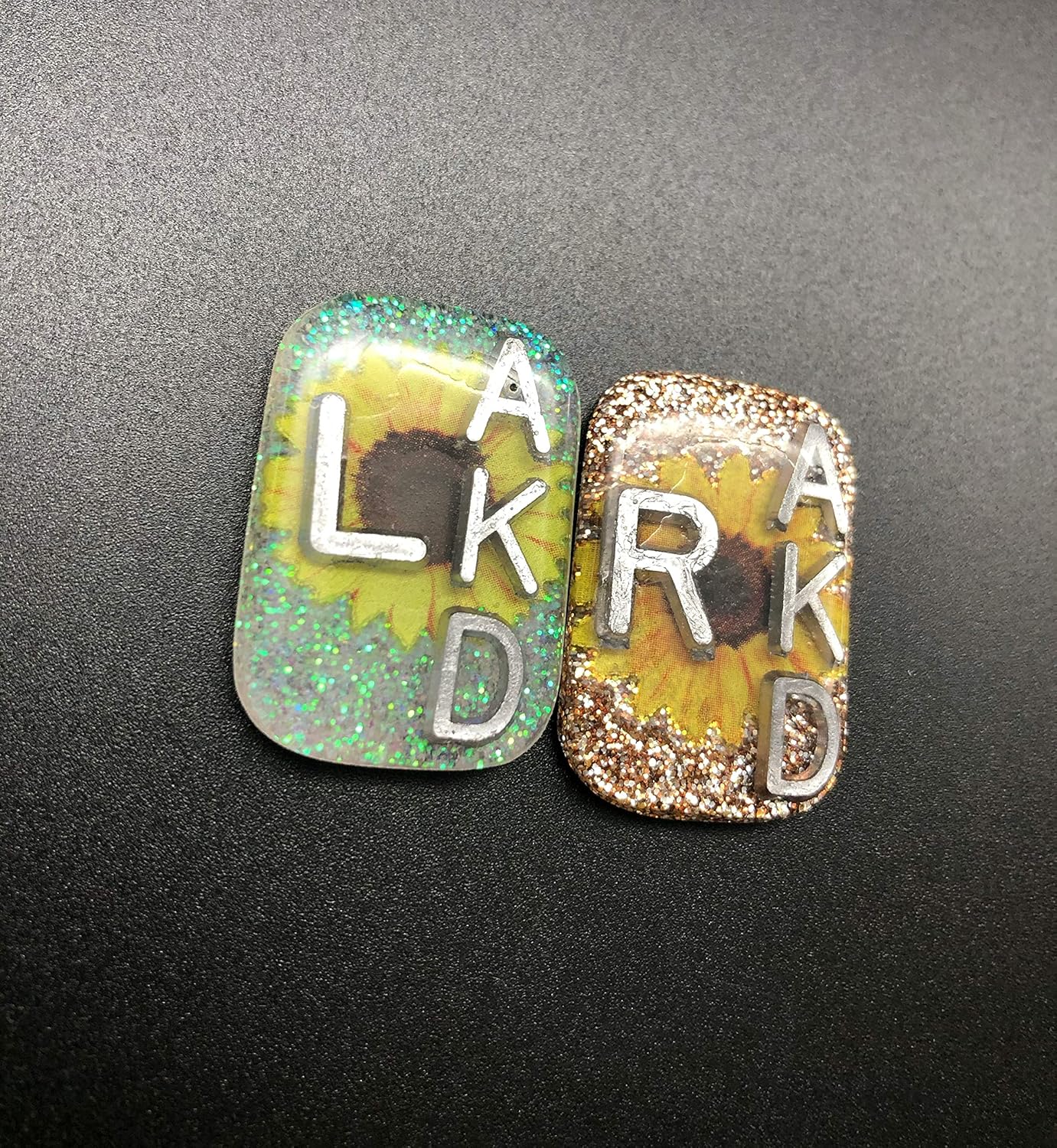 Sunflower Xray Markers, Glitter, Xray Tech Gift, With 2 or 3 Initials, Rectangle