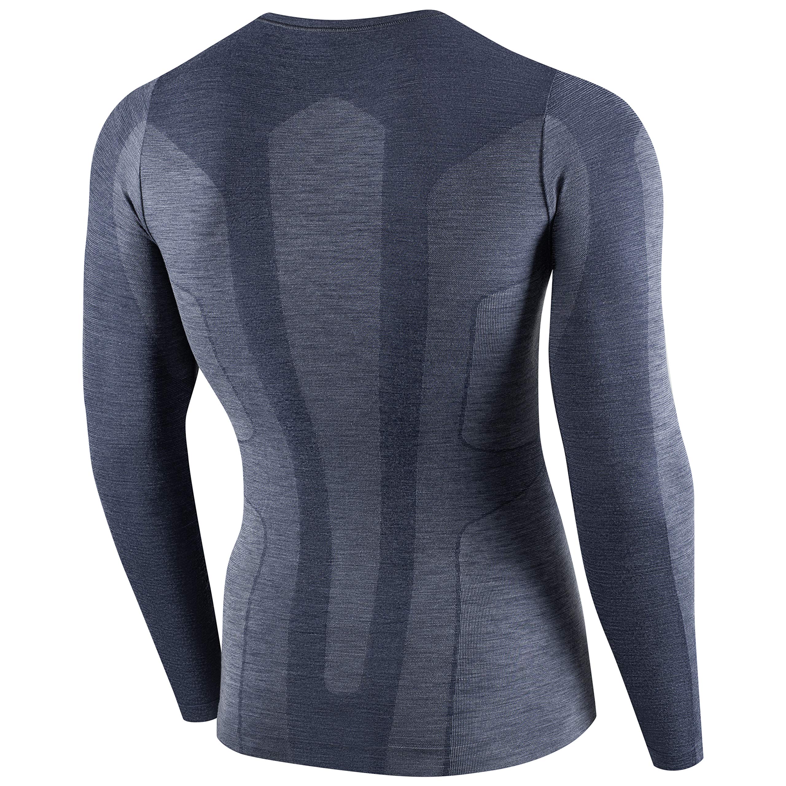 BRUBECK Camiseta de Manga Larga para Hombre, Transpirable, térmica, Deportes de Invierno, Exterior, Camiseta Interior Funcional, 41% Lana de Merino, LS11600, M, D.Jeans