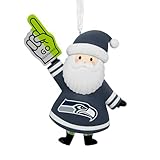 Hallmark NFL Seattle Seahawks Santa Fan Christmas Ornament, Gifts for Sports Fans