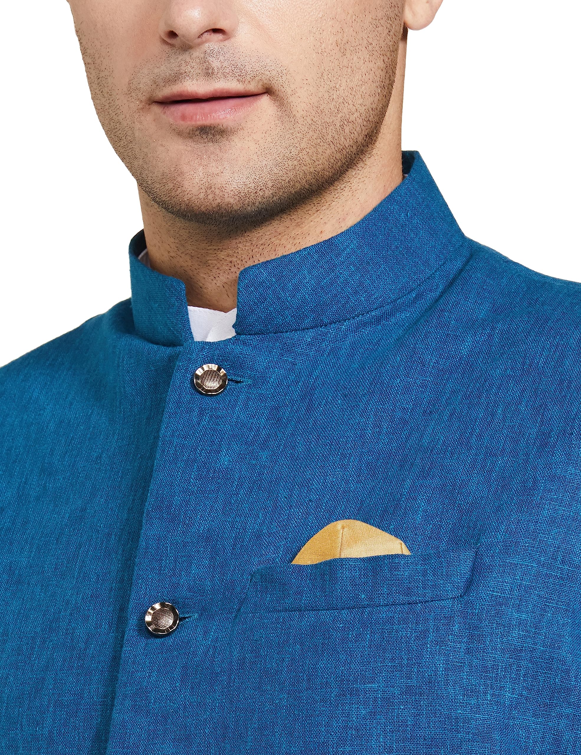 Be Active Men's Solid Linen Blend Kurta Pyjama 3 Piece Set || Men Kurta Pajama With Modi Jacket || Kurta Pajama Nehru Jacket For Men (C-Rfkt0001-17-Set-L)