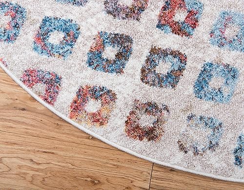 Miniatura 8 de Unique Loom Rainbow Collection - Alfombra redonda geométrica abstracta moderna con acuarelas (3 pies 3 pulgadas x 3 pies 3 pulgadas)