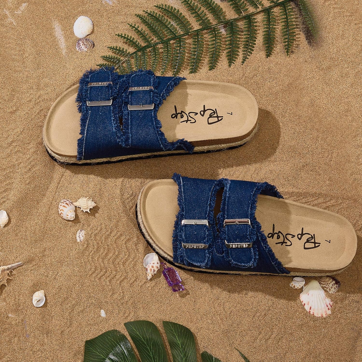 PepStep Slide Sandals for Women with Soft Cork Footbed and Strap, Ladies Fashion Platform Slide Sandals Comfortable Slip On Style - Image 2