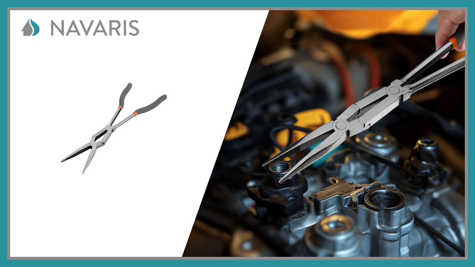 Lot De 3 Pinces Longues Et Fines Navaris - Droite, 45° Et 90°, Acier, Pour électricien, Plombier, Bricolage