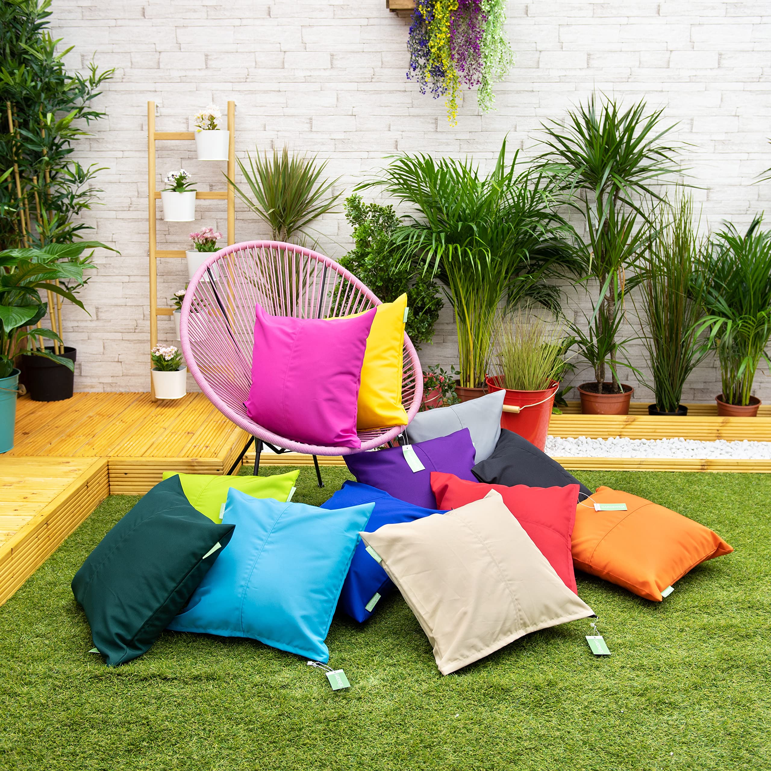 Gardenista Cuscino Quadrato 45x45 Cm Per Esterni – Impermeabile Con Stampa Margherita Turchese
