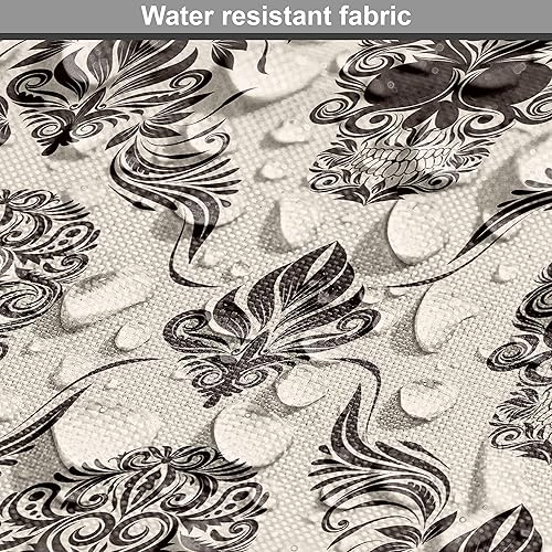 Miniatura 6 de Ambesonne Tela de damasco de The Yard, calaveras de Halloween en diseño rococó clásico victoriano retro contemporáneo, tela decorativa para