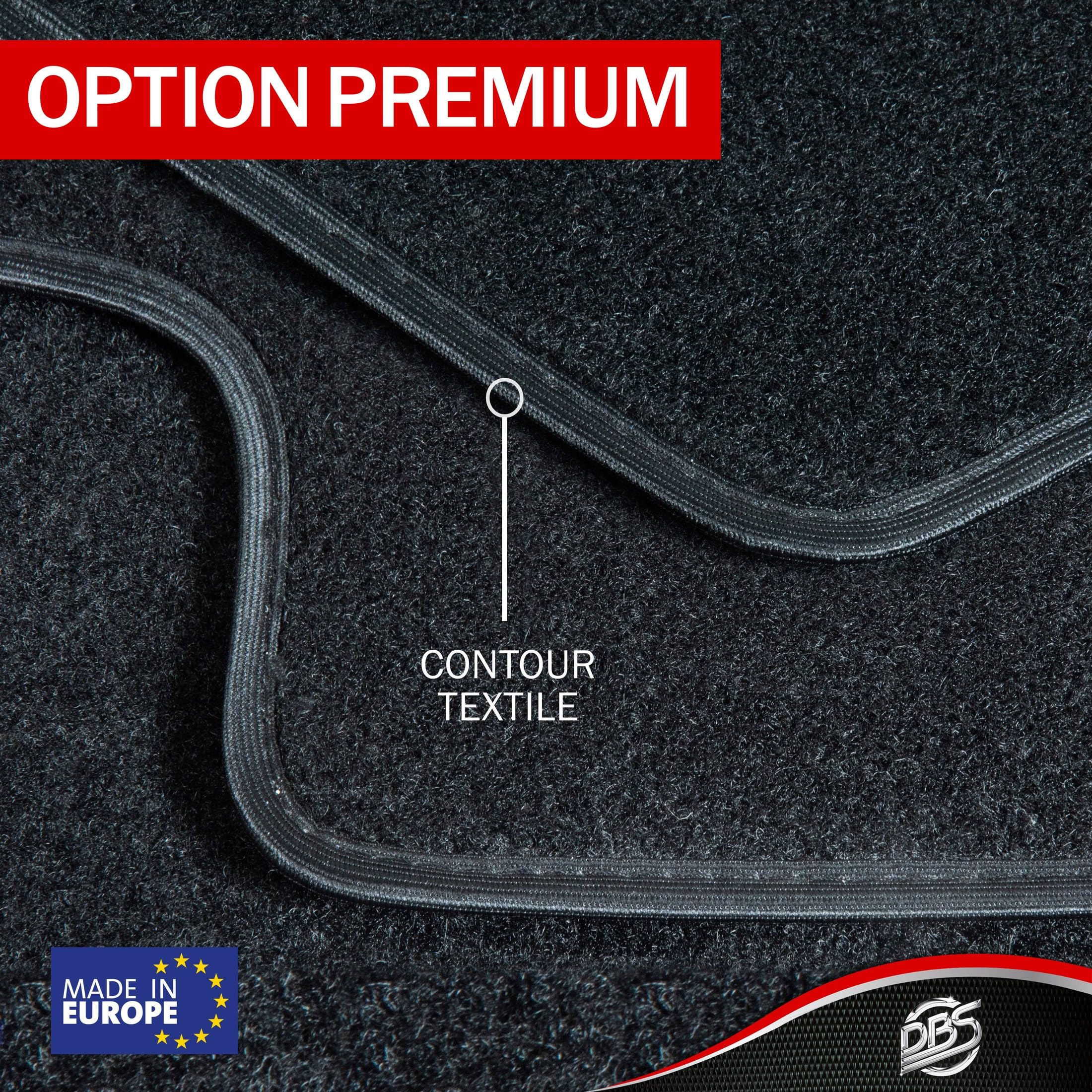 DBS - Tapis de Sol Voiture - sur Mesure - Adapté à Votre Peugeot 307/307 SW (04/2001-04/2008) Antidérapant : Clips de Fixation et Autogrip - 3 pièces : Protection du Pont arrière - Moquette
