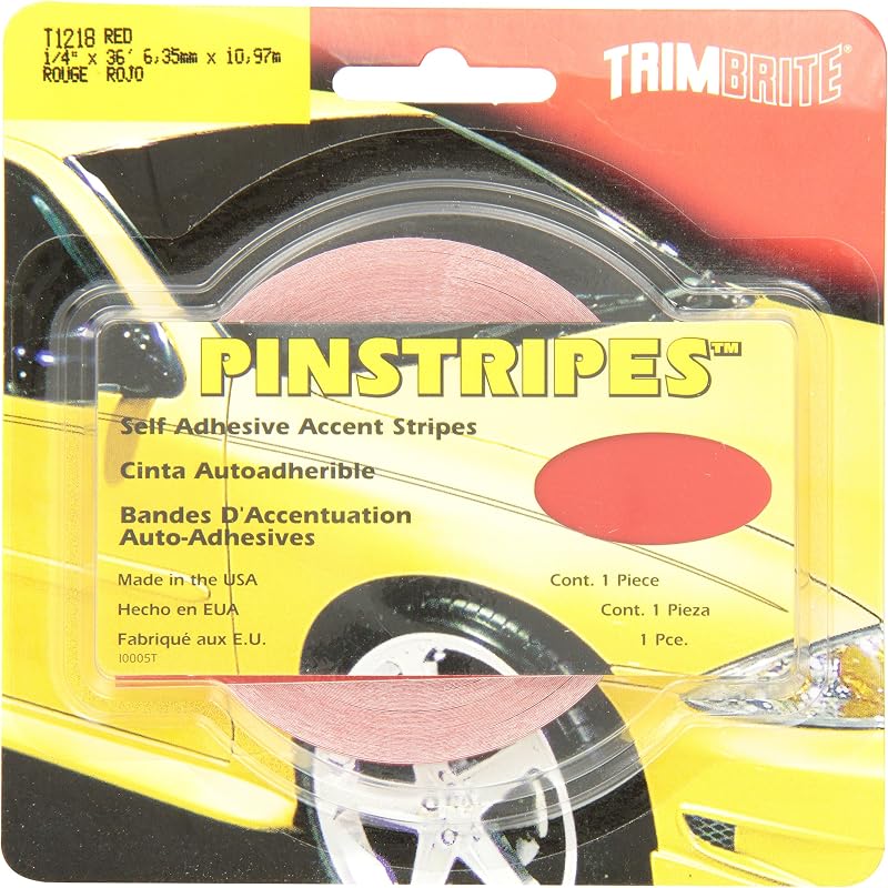 Fita de Friso Vermelha Trimbrite T1218 6,35 mm para Personalização Automotiva – 1 unidade