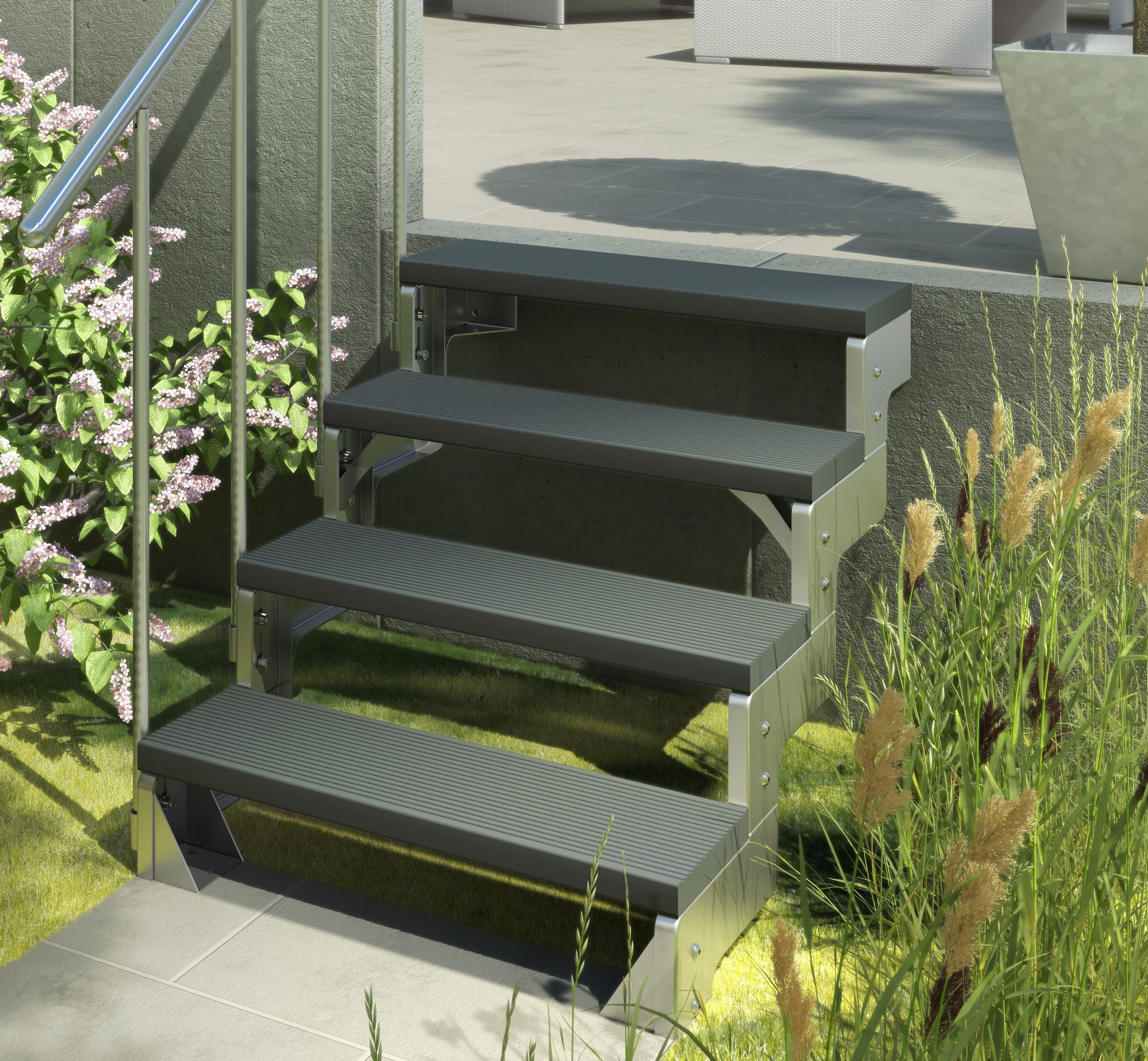 DOLLE TRIMAX Stufe für Außentreppen 100 x 22 x 4 cm anthrazit glasfaserverstärkter Kunststoff sicherer Tritt
