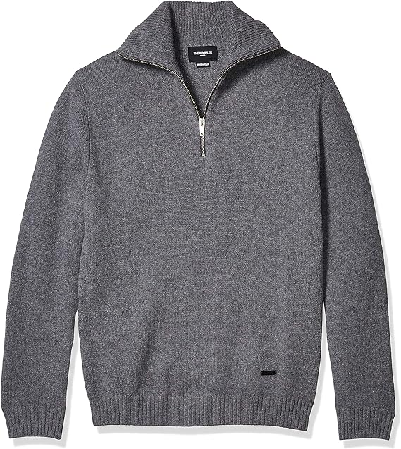 The Kooples Men's Pullover with Leather Elbow Patches Sweater, Middle