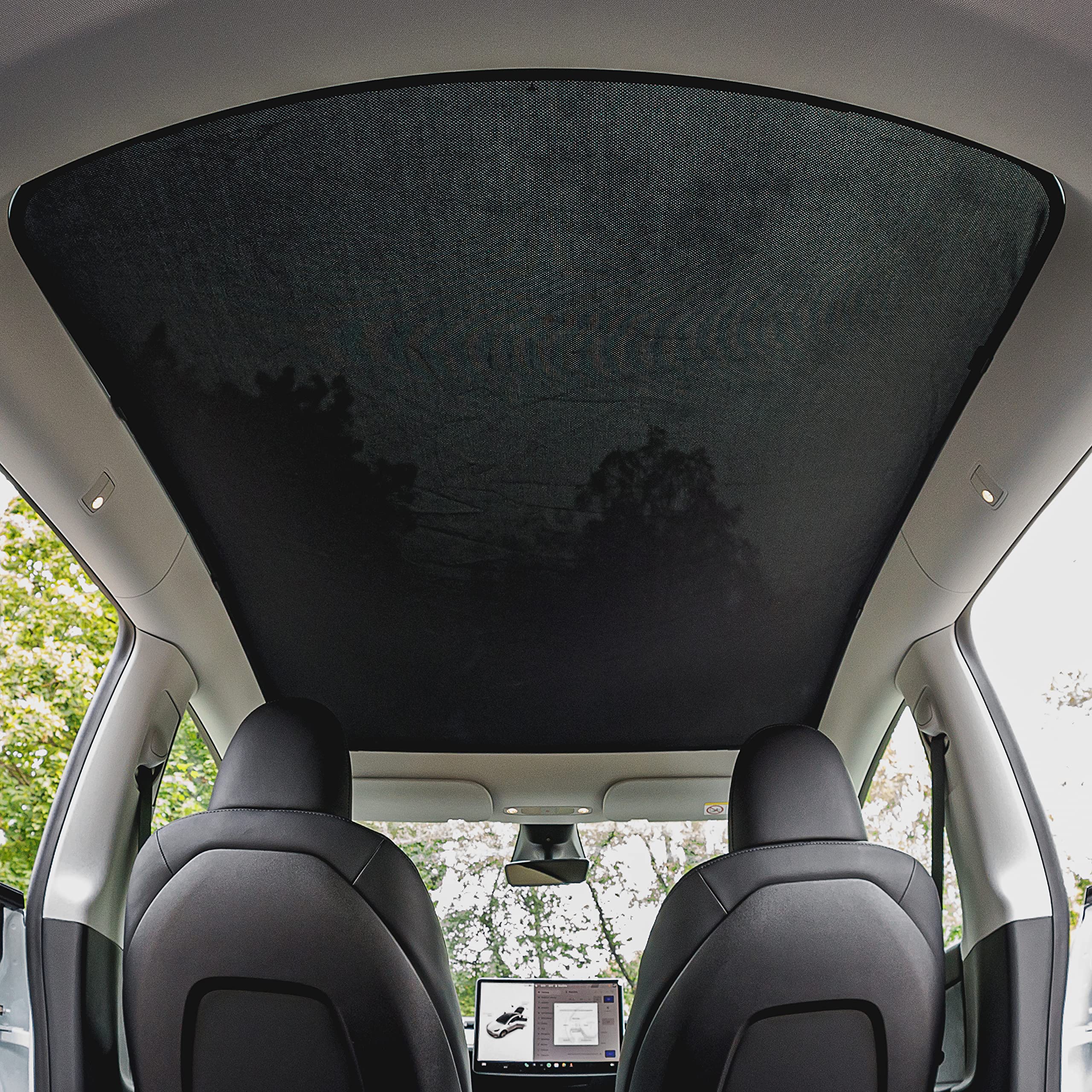 Sonnenschutz Tesla Model Y 2022 + 2023 + 2024 + 2025 - Sonnendach Hitzeschild und UV Schutz für Glas Dach Sonnendblende für vorne und hinten