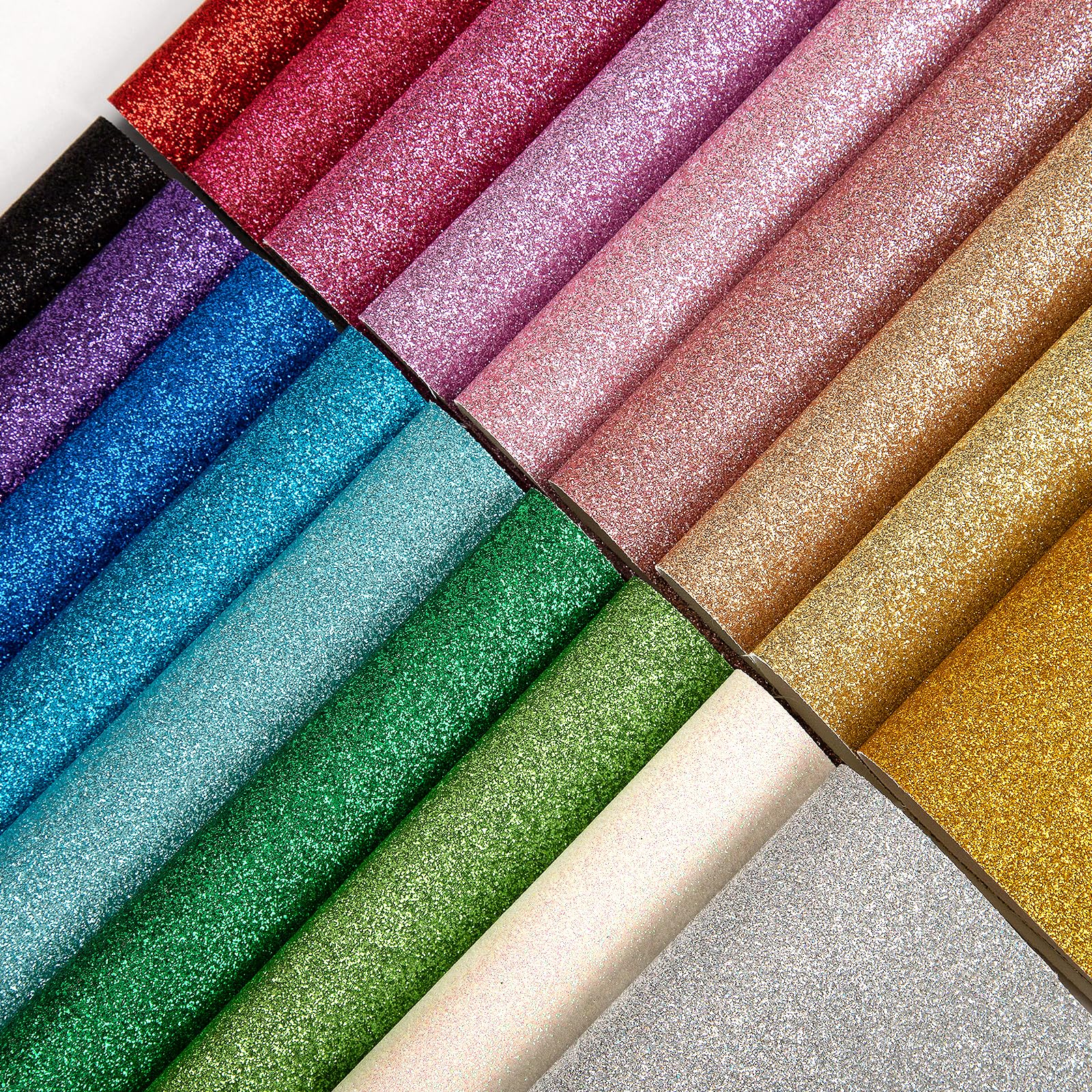 18 Pieces Glitter Faux Leather Sheets, 8×12 inches Shiny PU Soft Leather Fabric Colourful Sheets Suitable for Making Bows, Leather Earrings, Hair Accessories DIY Crafts Projects