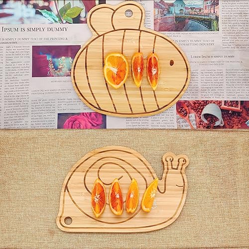 Miniatura 7 de Juego de tabla de cortar de bambú pequeña, mini tabla de cortar de madera de frutas, tabla de queso con forma de caracol y abeja