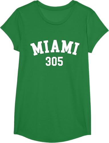 Miniatura 90 de Miami 305 USA American College Font T-Shirt Negro,Azul Marino,Azul Pastel,Arándano,Rojo,Plateado,Hierba,Verde Kelly,Marrón,Verde Oliva,Jaspeado