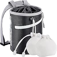 MIUONO Large Chalk Bag for Rock Climbing & Bouldering - 2 Chalk Balls, Waterproof Zip Pockets, Brush Holders for Gym & Lifting