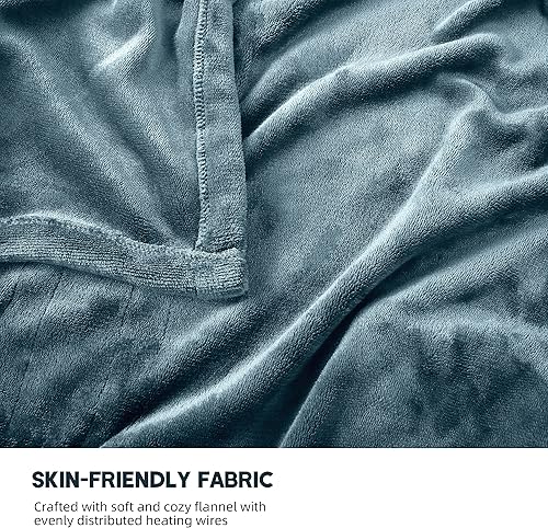 Miniatura 3 de Heated Throw 50"x 60" Electric Blanket with Fast Heating 6 Temperature Levels & 4 Auto-Off Timers Soft Fabric Machine Washable- Gray