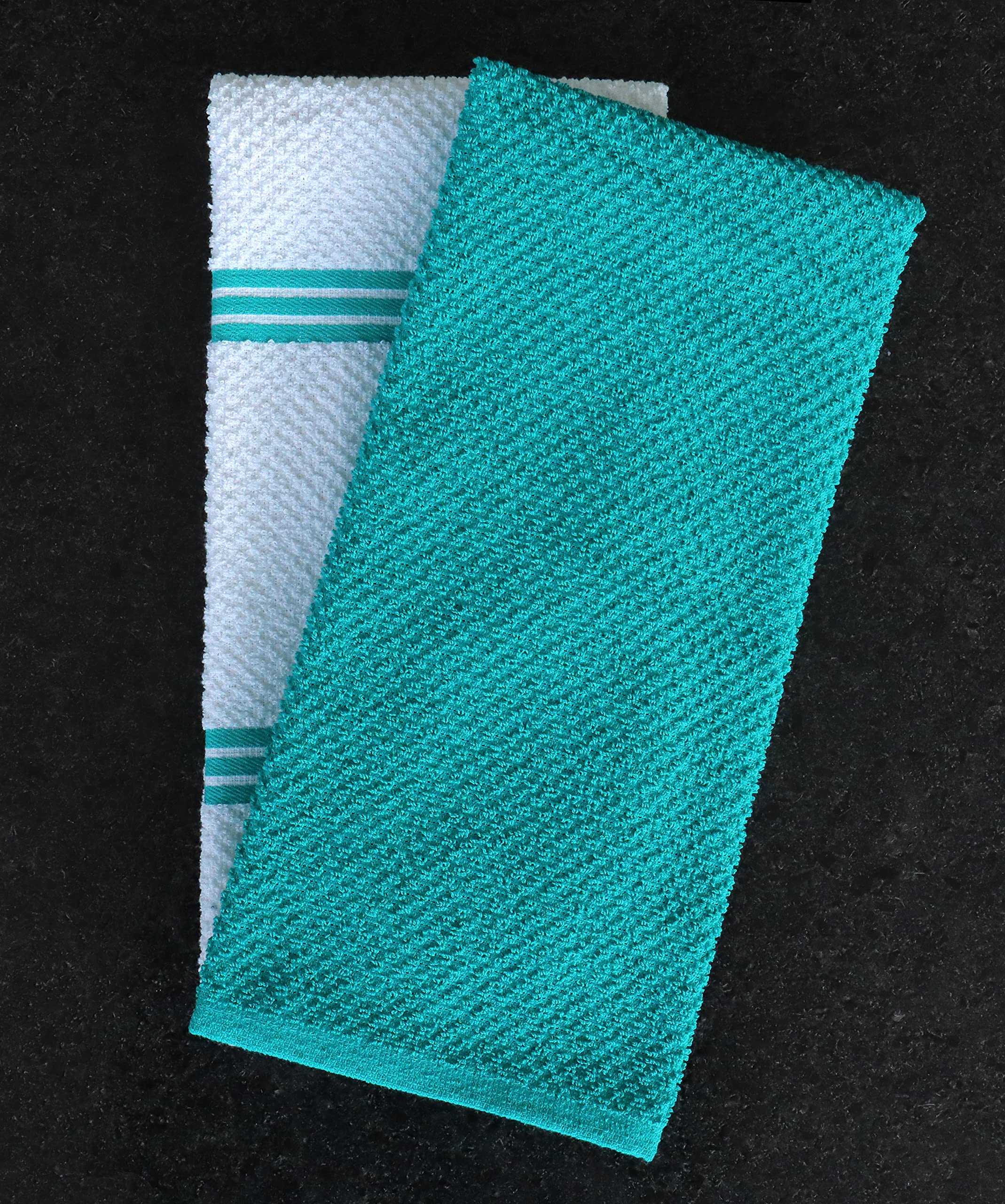 Amour Infini Juego de 4 paños de Cocina de algodón, 40 x 65 cm, súper Suaves y absorbentes, 100% Rizo, Uso doméstico y Comercial, Color Verde Azulado