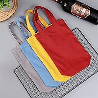 Vista 3 de Bolsa de vino, 10 x 7 x 2 pulgadas, 4 bolsas reutilizables de lona de algodón con etiqueta de cordón