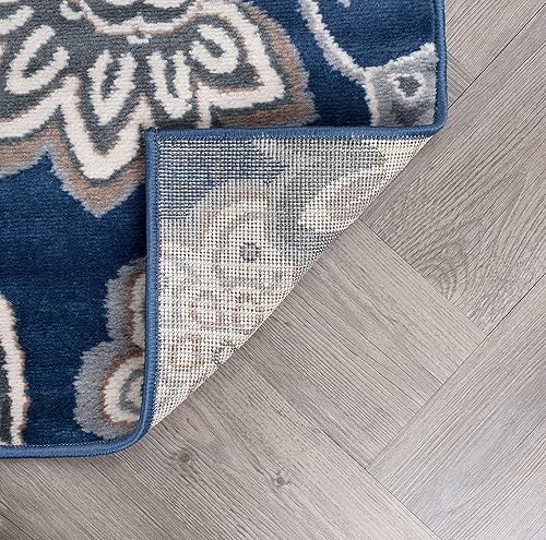 Miniatura 7 de Tayse Alfombra moderna azul marino grande de 8 x 10 pies de 8 x 10 pies, para sala de estar, comedor, dormitorio, cocina, entrada, contemporánea,