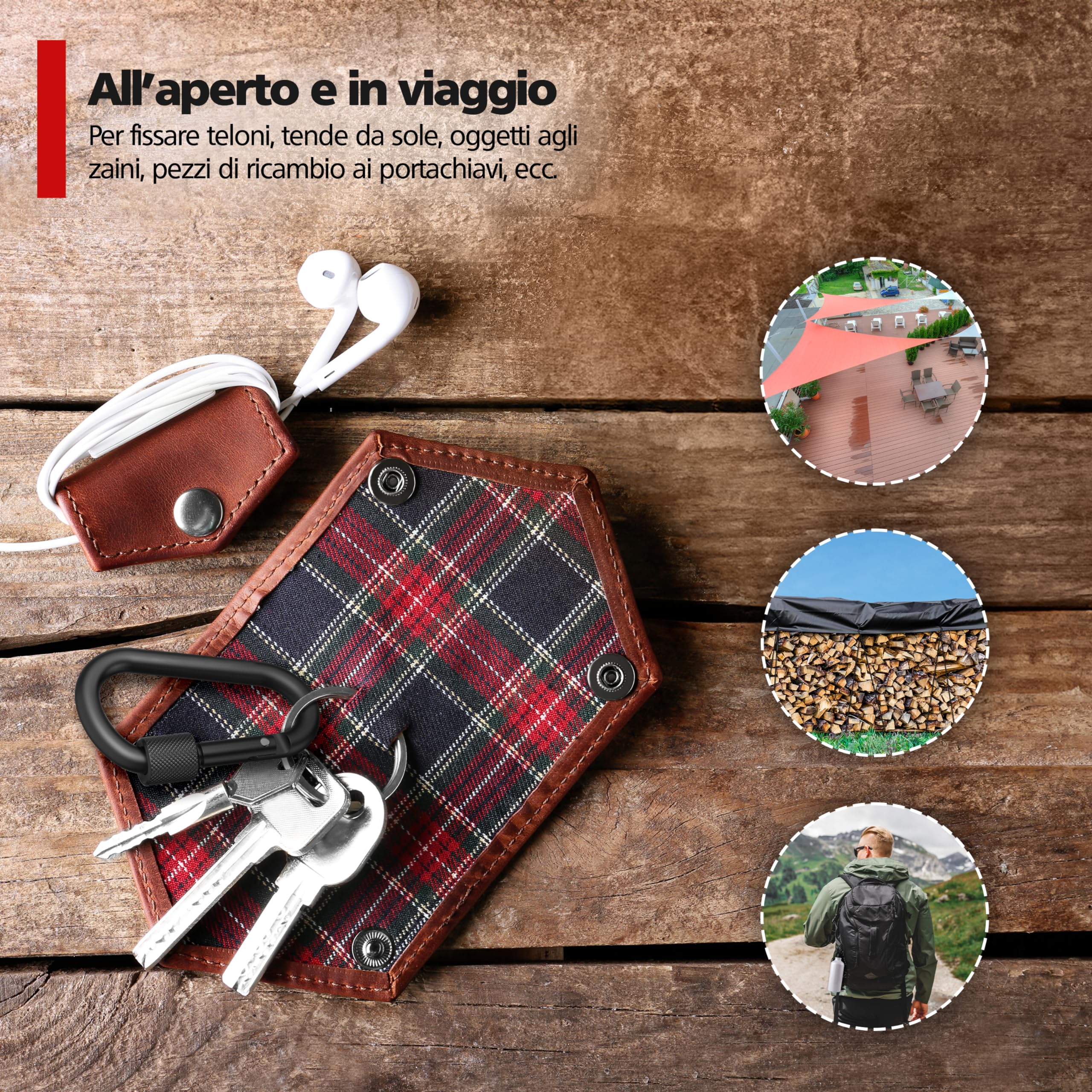 RAVN HAMAN 10 x Moschettoni con ghiera - Colorato - - Moschettone con chiusura a vite fino a 30 kg - - Ganci a scatto per interni ed esterni - - Ganci per amache, sacchi da box, portachiavi, ecc.