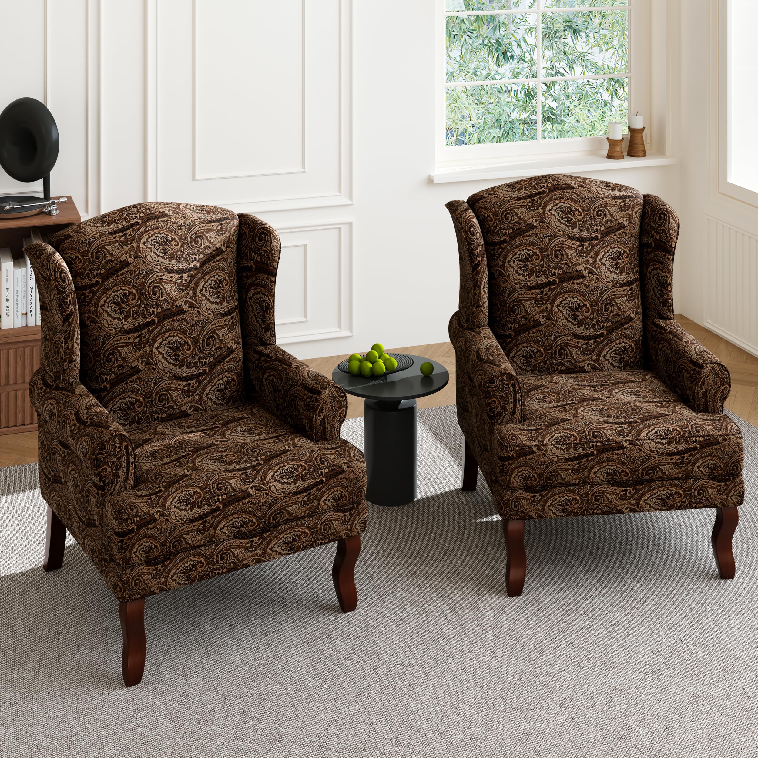 UIXE High Back Floral Accent Chairs Set of 2