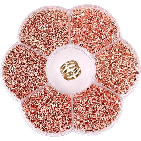 6-Size Rose Gold Split Rings, 1600Pcs Open Jump Rings