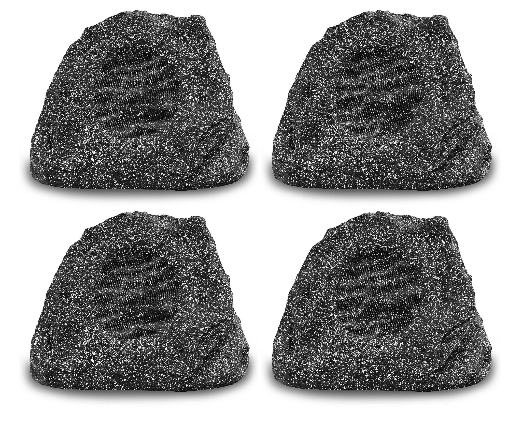Pronomic 4er Set SSP-1100 GR Outdoor-Lautsprecher (4 Stück Outdoor-Speaker in Stein-Optik, 4 x 50 Watt, Schutzklasse IP56, 2-Wege-System) grau